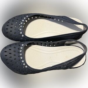 💥Women’s Dark Blue Rubber Light Weight Slingback Slipper Jeweled Shoes Sandal 10